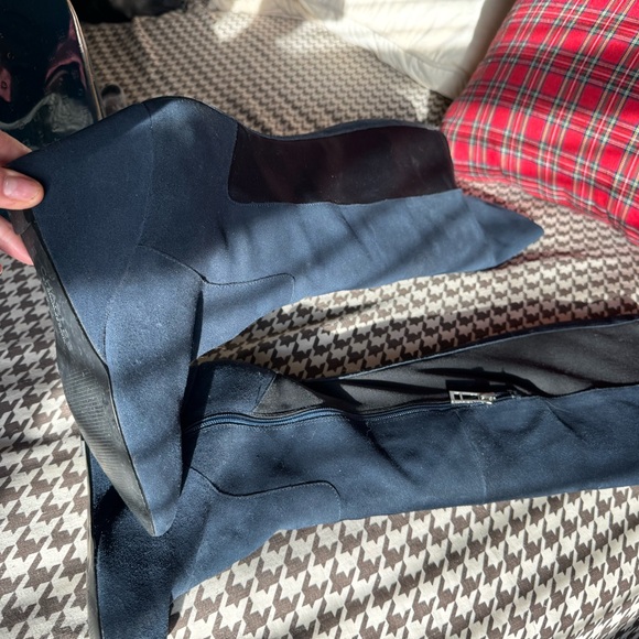 Suede knee high boots , wedge heel Navy Charles David - Picture 14 of 14